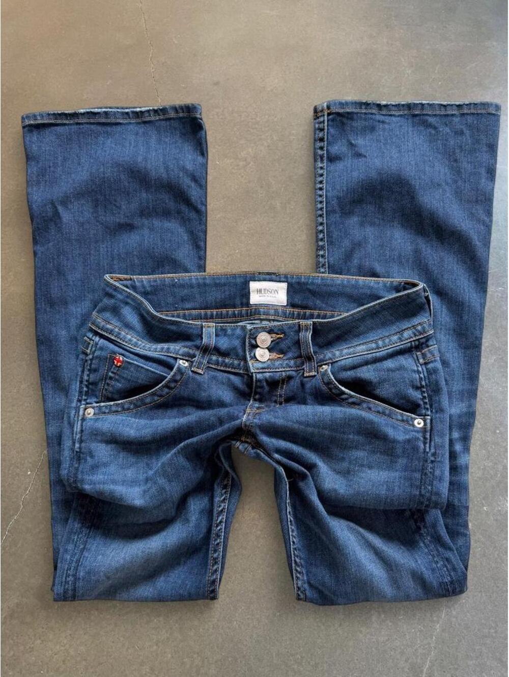 Vintage Y2K Hudson Jeans Low Rise Bootcut Dark Wash Denim